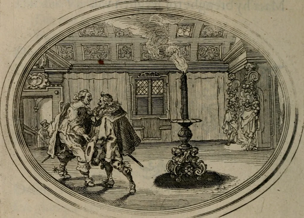 An illustration from Des wereldts proef-steen ofte De ydelheydt door de waerheyd beschuldight ende overtuyght van valscheydt, 1643, leaf 347