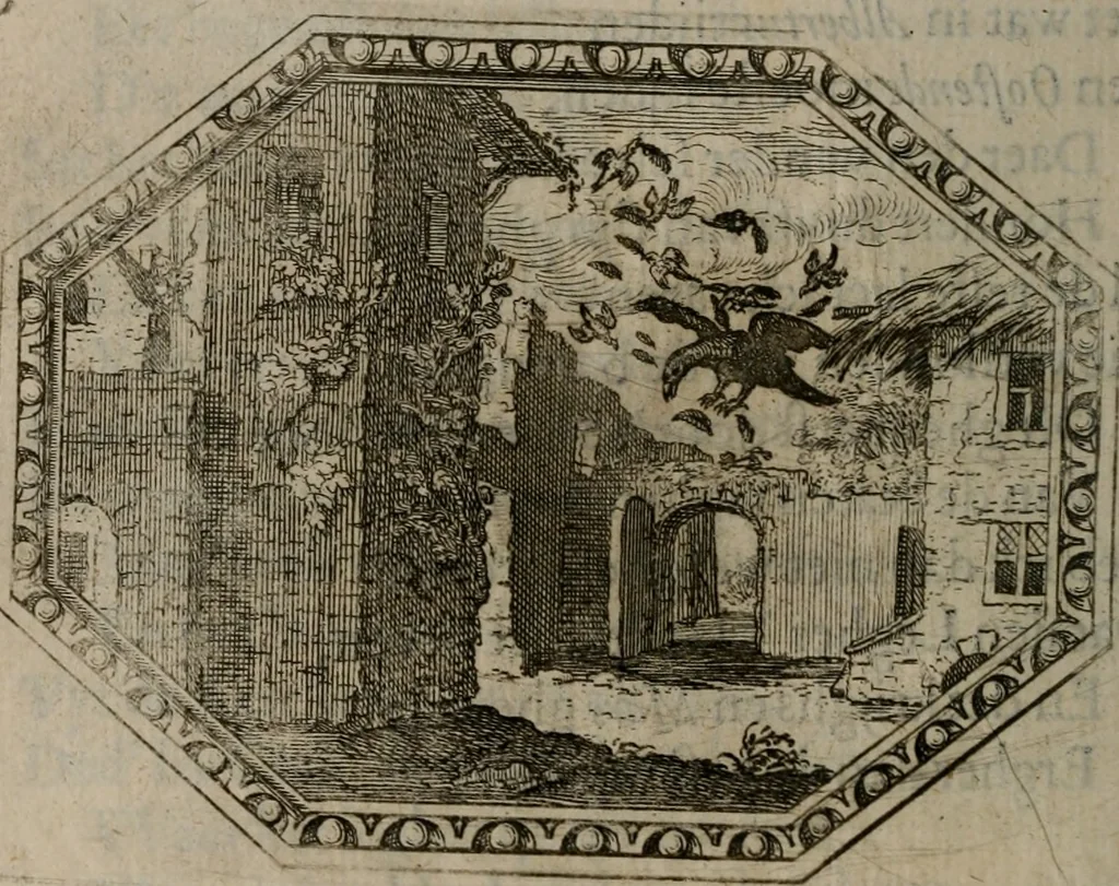 An illustration from Des wereldts proef-steen ofte De ydelheydt door de waerheyd beschuldight ende overtuyght van valscheydt, 1643, leaf 365