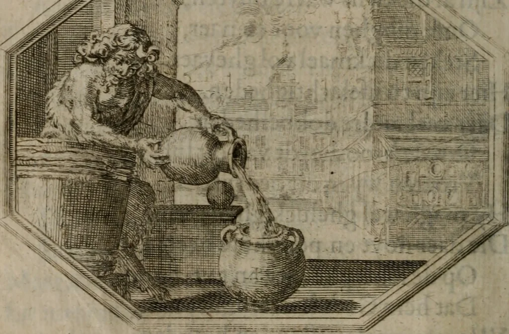 An illustration from Des wereldts proef-steen ofte De ydelheydt door de waerheyd beschuldight ende overtuyght van valscheydt, 1643, leaf 45
