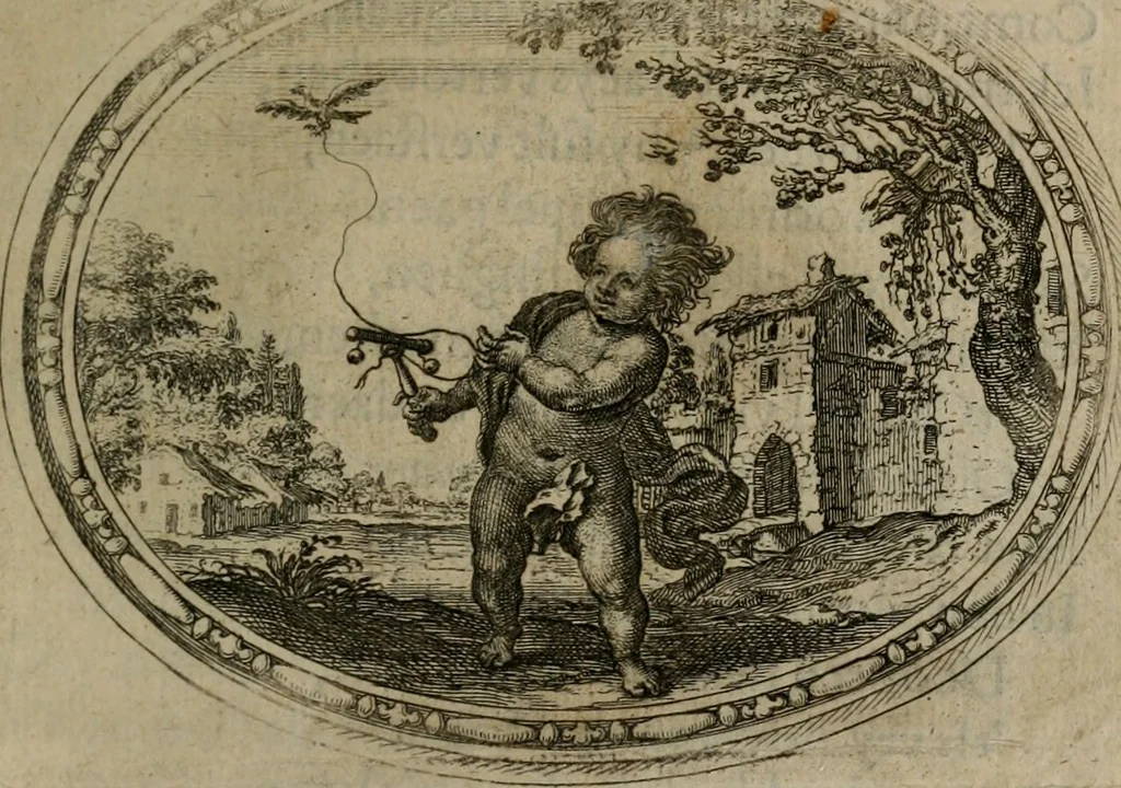 An illustration from Des wereldts proef-steen ofte De ydelheydt door de waerheyd beschuldight ende overtuyght van valscheydt, 1643, leaf 90
