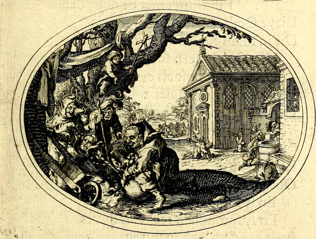 An illustration from Des wereldts proef-steen, ofte, De ydelheydt door de waerheyd beschuldight ende overtuyght van valscheydt, 1643, leaf 130