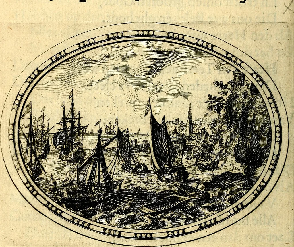 An illustration from Des wereldts proef-steen, ofte, De ydelheydt door de waerheyd beschuldight ende overtuyght van valscheydt, 1643, leaf 193