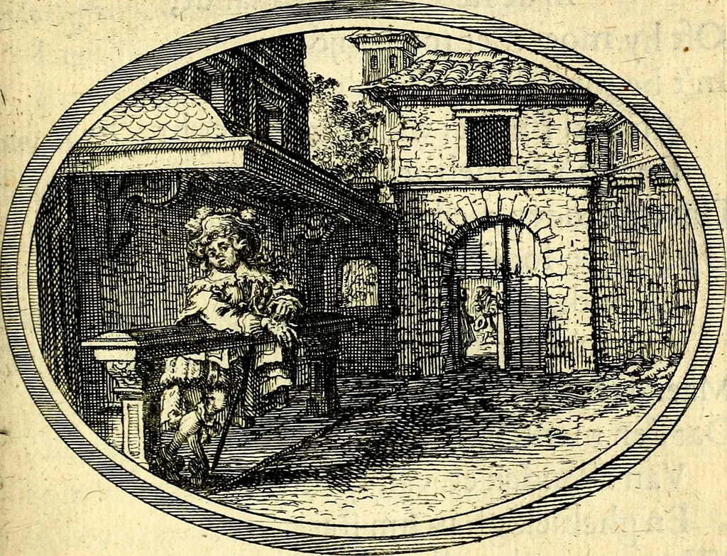 An illustration from Des wereldts proef-steen, ofte, De ydelheydt door de waerheyd beschuldight ende overtuyght van valscheydt, 1643, leaf 216