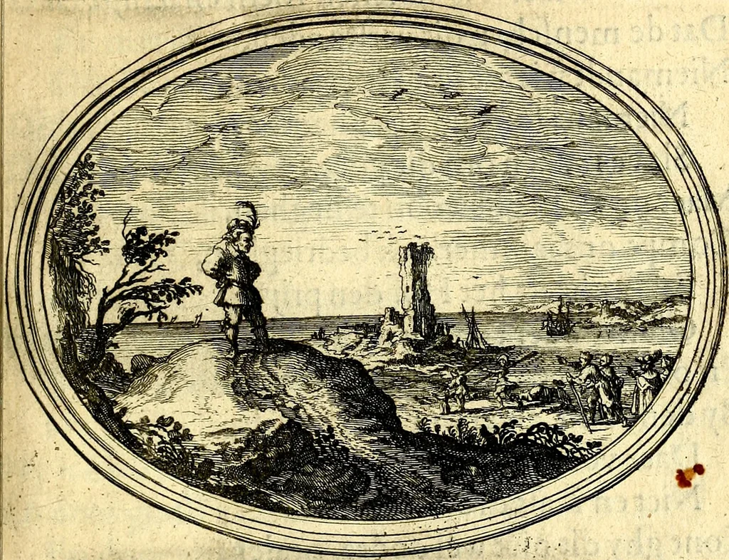 An illustration from Des wereldts proef-steen, ofte, De ydelheydt door de waerheyd beschuldight ende overtuyght van valscheydt, 1643, leaf 334