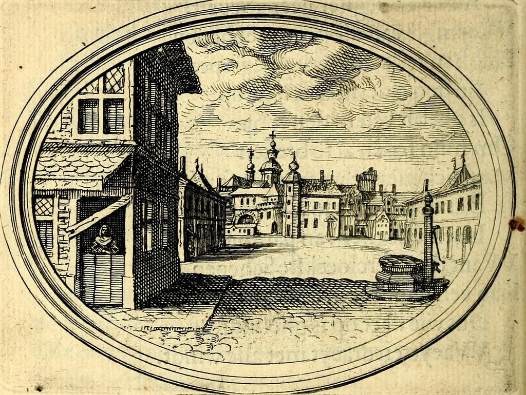 An illustration from Des wereldts proef-steen, ofte, De ydelheydt door de waerheyd beschuldight ende overtuyght van valscheydt, 1643, leaf 359