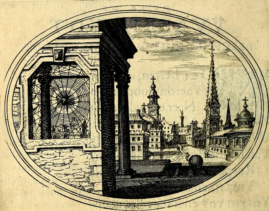 An illustration from Des wereldts proef-steen, ofte, De ydelheydt door de waerheyd beschuldight ende overtuyght van valscheydt, 1643, leaf 37