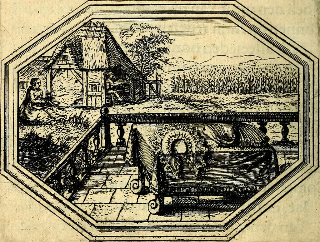 An illustration from Des wereldts proef-steen, ofte, De ydelheydt door de waerheyd beschuldight ende overtuyght van valscheydt, 1643, leaf 371