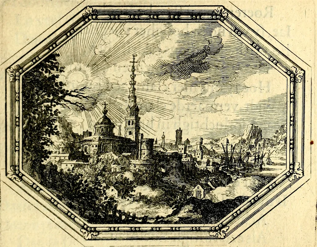 An illustration from Des wereldts proef-steen, ofte, De ydelheydt door de waerheyd beschuldight ende overtuyght van valscheydt, 1643, leaf 82