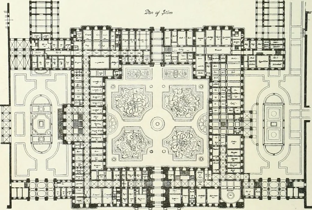 An illustration from Det danske slot, kongens, rigets, rettens, folkets : om projekterne til Kristiansborgs genopførelse, 1905, leaf 23