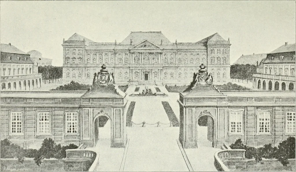 An illustration from Det danske slot, kongens, rigets, rettens, folkets : om projekterne til Kristiansborgs genopførelse, 1905, leaf 27
