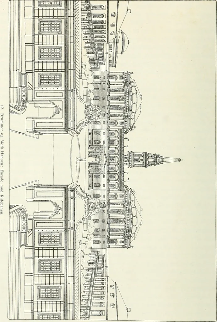 An illustration from Det danske slot, kongens, rigets, rettens, folkets : om projekterne til Kristiansborgs genopførelse, 1905, leaf 39
