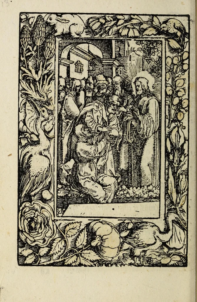 An illustration from Deuotissime meditationes de vita beneficiis et passio[n]e saluatoris Iesu Chr[ist]i cu[m] gratiaru[m] actione, 1520, leaf 46