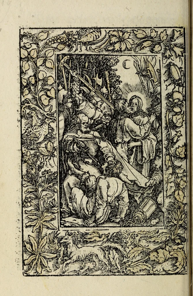 An illustration from Deuotissime meditationes de vita beneficiis et passio[n]e saluatoris Iesu Chr[ist]i cu[m] gratiaru[m] actione, 1520, leaf 64