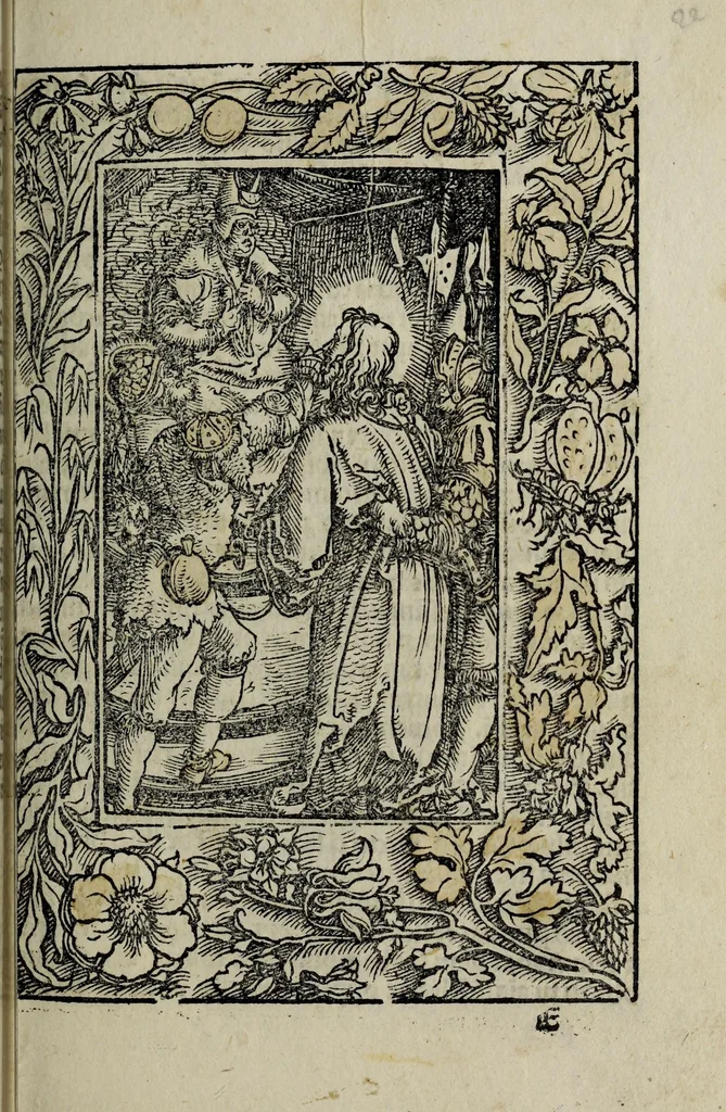 An illustration from Deuotissime meditationes de vita beneficiis et passio[n]e saluatoris Iesu Chr[ist]i cu[m] gratiaru[m] actione, 1520, leaf 75