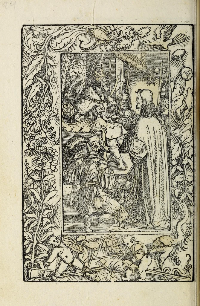 An illustration from Deuotissime meditationes de vita beneficiis et passio[n]e saluatoris Iesu Chr[ist]i cu[m] gratiaru[m] actione, 1520, leaf 82