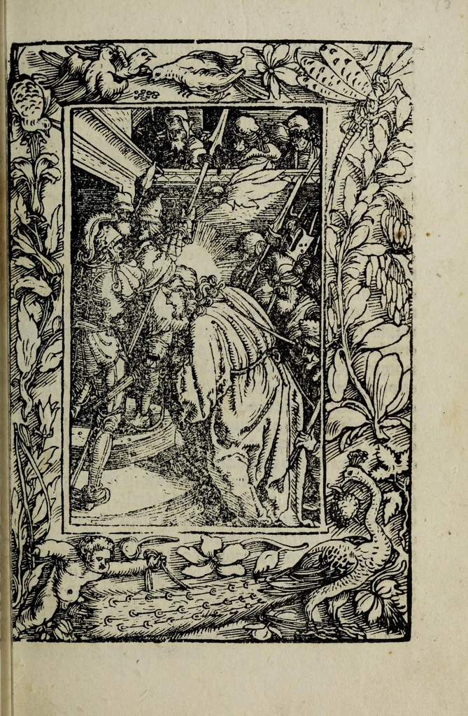 An illustration from Deuotissime meditationes de vita beneficiis et passio[n]e saluatoris Iesu Chr[ist]i cu[m] gratiaru[m] actione, 1520, leaf 85