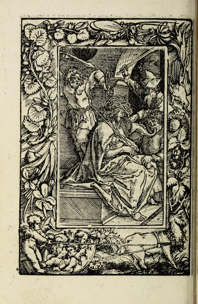 An illustration from Deuotissime meditationes de vita beneficiis et passio[n]e saluatoris Iesu Chr[ist]i cu[m] gratiaru[m] actione, 1520, leaf 92