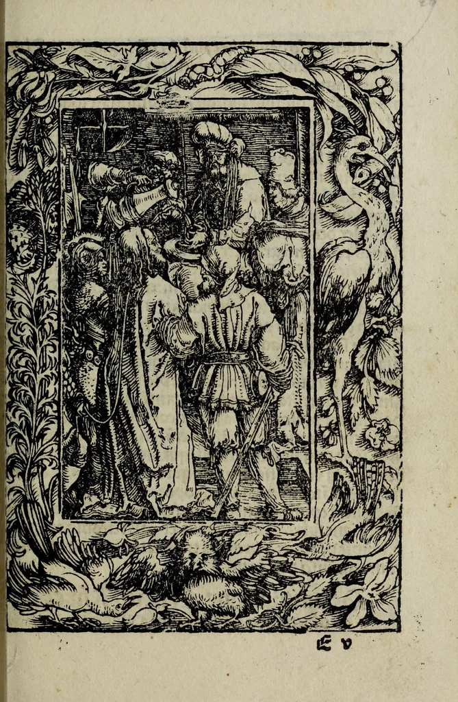 An illustration from Deuotissime meditationes de vita beneficiis et passio[n]e saluatoris Iesu Chr[ist]i cu[m] gratiaru[m] actione, 1520, leaf 99
