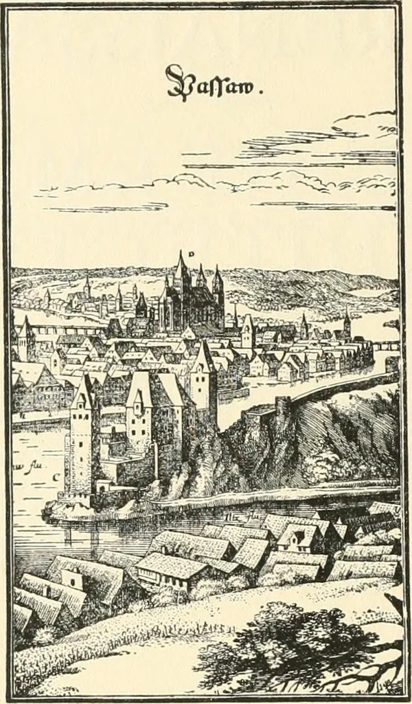 An illustration from Deutsche Baukunst des Mittelalters und der Renaissance : Old German architecture: Ancienne architecture Allemande, 1920, leaf 7