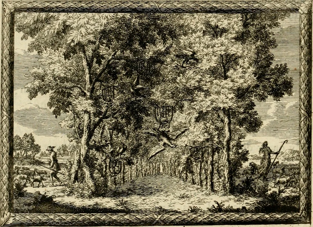 An illustration from De veldgezangen van Thyrsis : gesierd met toegepaste zinneminnebeelden, 1702, leaf 17