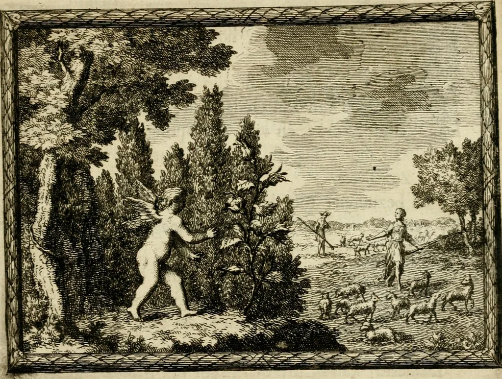 An illustration from De veldgezangen van Thyrsis : gesierd met toegepaste zinneminnebeelden, 1702, leaf 34