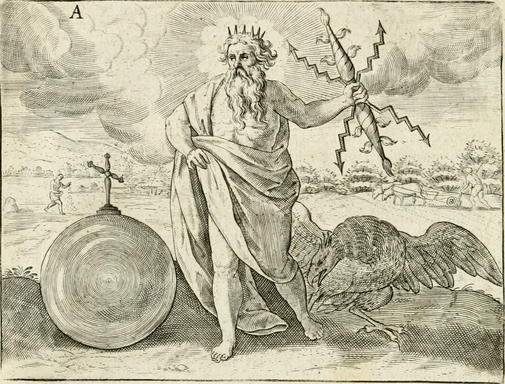 An illustration from De vernieuwde gulden winckel der kunstliebende Nederlanders : waer in den mensche door poëtische, historische en morale leeringen, vertoont wort, hoedanigh hy zijn leven, handel ende wandel, zedighlijck, eerbaerlijck en vermakelijck sal overbrengen : hier is by ghevoeght het tweede deel, waer in 't vvelvaren der vereenighde Nederlanden, en de droeve vvtvaert van Henricus de Grote, coningh van Vranckrijck en Navarre, &c. : nessens andere stichtelijcke dinghen, den konst-beminders worden voor oogen ghestelt, 1622, leaf 13