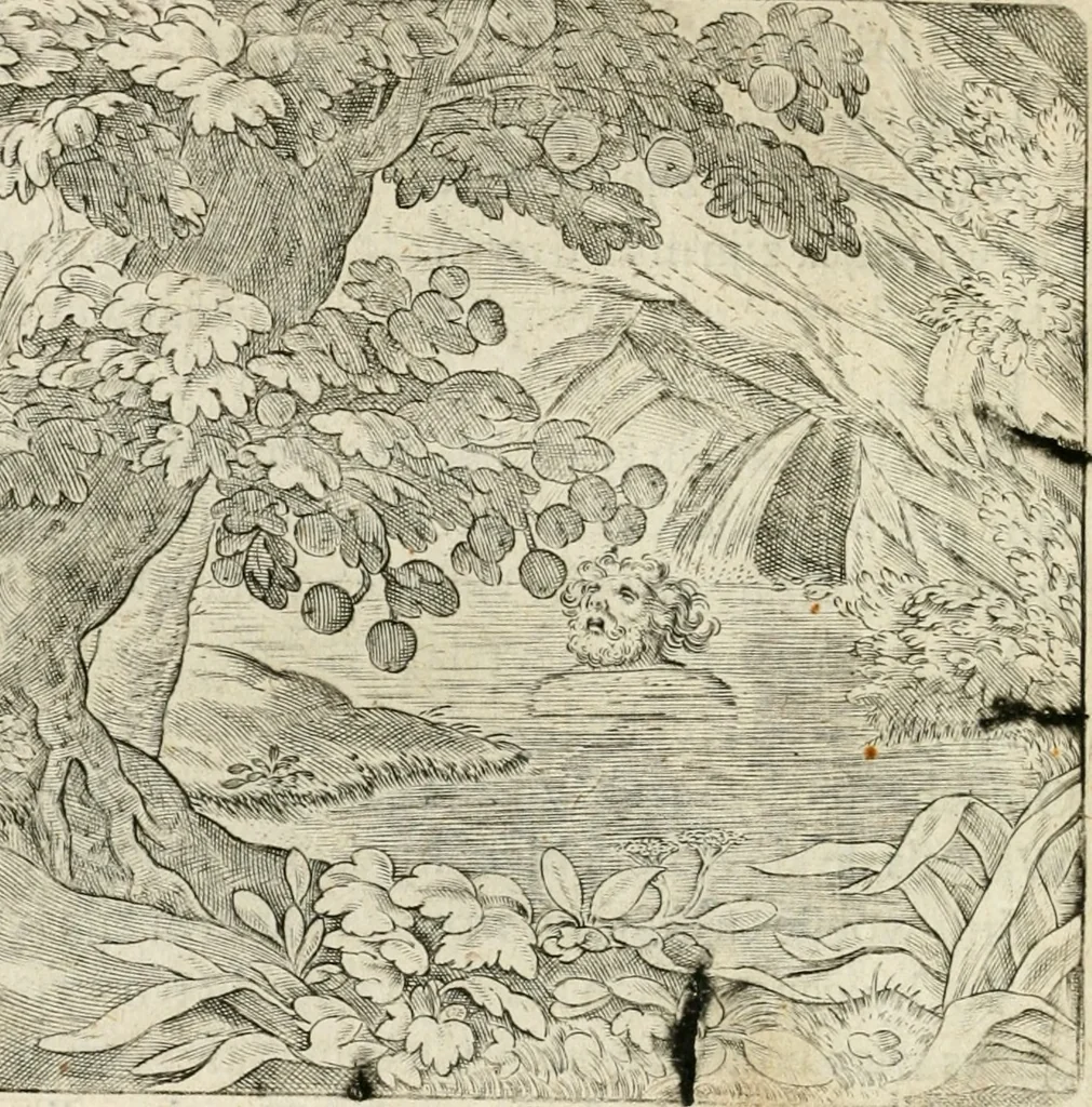 An illustration from De vernieuwde gulden winckel der kunstliebende Nederlanders : waer in den mensche door poëtische, historische en morale leeringen, vertoont wort, hoedanigh hy zijn leven, handel ende wandel, zedighlijck, eerbaerlijck en vermakelijck sal overbrengen : hier is by ghevoeght het tweede deel, waer in 't vvelvaren der vereenighde Nederlanden, en de droeve vvtvaert van Henricus de Grote, coningh van Vranckrijck en Navarre, &c. : nessens andere stichtelijcke dinghen, den konst-beminders worden voor oogen ghestelt, 1622, leaf 131