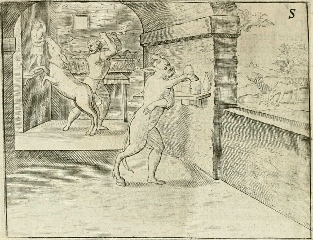 An illustration from De vernieuwde gulden winckel der kunstliebende Nederlanders : waer in den mensche door poëtische, historische en morale leeringen, vertoont wort, hoedanigh hy zijn leven, handel ende wandel, zedighlijck, eerbaerlijck en vermakelijck sal overbrengen : hier is by ghevoeght het tweede deel, waer in 't vvelvaren der vereenighde Nederlanden, en de droeve vvtvaert van Henricus de Grote, coningh van Vranckrijck en Navarre, &c. : nessens andere stichtelijcke dinghen, den konst-beminders worden voor oogen ghestelt, 1622, leaf 147