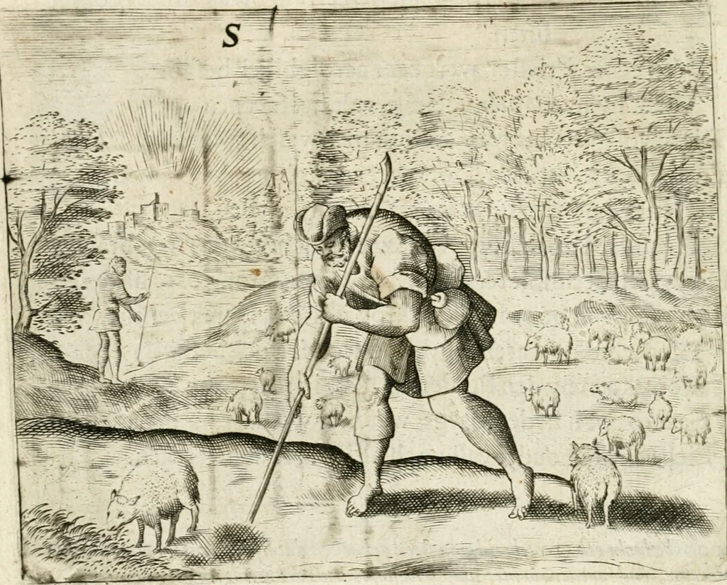 An illustration from De vernieuwde gulden winckel der kunstliebende Nederlanders : waer in den mensche door poëtische, historische en morale leeringen, vertoont wort, hoedanigh hy zijn leven, handel ende wandel, zedighlijck, eerbaerlijck en vermakelijck sal overbrengen : hier is by ghevoeght het tweede deel, waer in 't vvelvaren der vereenighde Nederlanden, en de droeve vvtvaert van Henricus de Grote, coningh van Vranckrijck en Navarre, &c. : nessens andere stichtelijcke dinghen, den konst-beminders worden voor oogen ghestelt, 1622, leaf 151