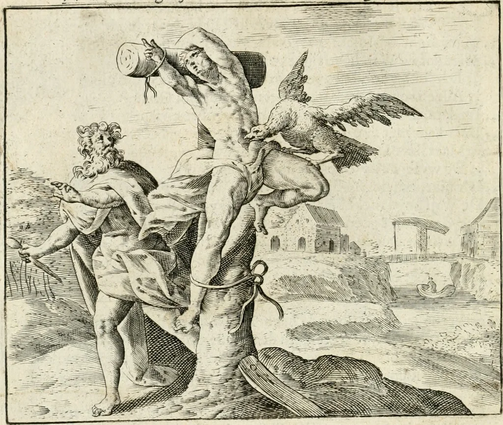 An illustration from De vernieuwde gulden winckel der kunstliebende Nederlanders : waer in den mensche door poëtische, historische en morale leeringen, vertoont wort, hoedanigh hy zijn leven, handel ende wandel, zedighlijck, eerbaerlijck en vermakelijck sal overbrengen : hier is by ghevoeght het tweede deel, waer in 't vvelvaren der vereenighde Nederlanden, en de droeve vvtvaert van Henricus de Grote, coningh van Vranckrijck en Navarre, &c. : nessens andere stichtelijcke dinghen, den konst-beminders worden voor oogen ghestelt, 1622, leaf 19