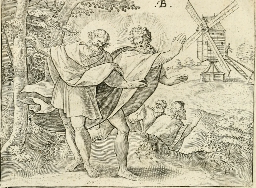 An illustration from De vernieuwde gulden winckel der kunstliebende Nederlanders : waer in den mensche door poëtische, historische en morale leeringen, vertoont wort, hoedanigh hy zijn leven, handel ende wandel, zedighlijck, eerbaerlijck en vermakelijck sal overbrengen : hier is by ghevoeght het tweede deel, waer in 't vvelvaren der vereenighde Nederlanden, en de droeve vvtvaert van Henricus de Grote, coningh van Vranckrijck en Navarre, &c. : nessens andere stichtelijcke dinghen, den konst-beminders worden voor oogen ghestelt, 1622, leaf 25