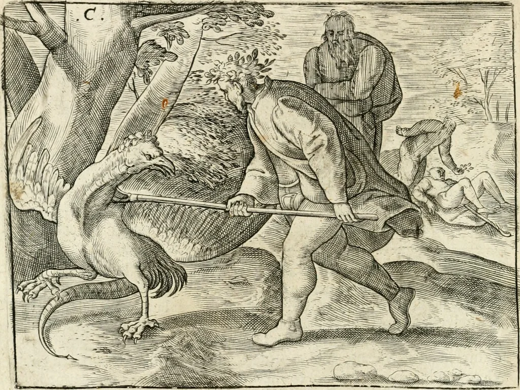An illustration from De vernieuwde gulden winckel der kunstliebende Nederlanders : waer in den mensche door poëtische, historische en morale leeringen, vertoont wort, hoedanigh hy zijn leven, handel ende wandel, zedighlijck, eerbaerlijck en vermakelijck sal overbrengen : hier is by ghevoeght het tweede deel, waer in 't vvelvaren der vereenighde Nederlanden, en de droeve vvtvaert van Henricus de Grote, coningh van Vranckrijck en Navarre, &c. : nessens andere stichtelijcke dinghen, den konst-beminders worden voor oogen ghestelt, 1622, leaf 27