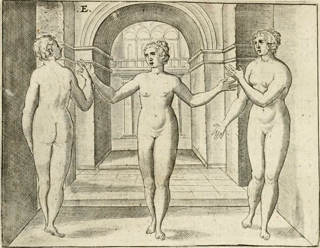 An illustration from De vernieuwde gulden winckel der kunstliebende Nederlanders : waer in den mensche door poëtische, historische en morale leeringen, vertoont wort, hoedanigh hy zijn leven, handel ende wandel, zedighlijck, eerbaerlijck en vermakelijck sal overbrengen : hier is by ghevoeght het tweede deel, waer in 't vvelvaren der vereenighde Nederlanden, en de droeve vvtvaert van Henricus de Grote, coningh van Vranckrijck en Navarre, &c. : nessens andere stichtelijcke dinghen, den konst-beminders worden voor oogen ghestelt, 1622, leaf 45