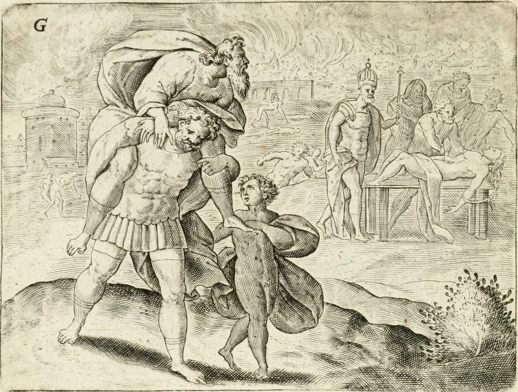 An illustration from De vernieuwde gulden winckel der kunstliebende Nederlanders : waer in den mensche door poëtische, historische en morale leeringen, vertoont wort, hoedanigh hy zijn leven, handel ende wandel, zedighlijck, eerbaerlijck en vermakelijck sal overbrengen : hier is by ghevoeght het tweede deel, waer in 't vvelvaren der vereenighde Nederlanden, en de droeve vvtvaert van Henricus de Grote, coningh van Vranckrijck en Navarre, &c. : nessens andere stichtelijcke dinghen, den konst-beminders worden voor oogen ghestelt, 1622, leaf 57