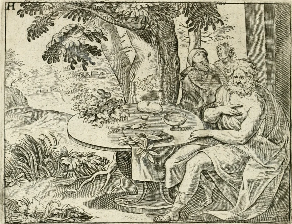 An illustration from De vernieuwde gulden winckel der kunstliebende Nederlanders : waer in den mensche door poëtische, historische en morale leeringen, vertoont wort, hoedanigh hy zijn leven, handel ende wandel, zedighlijck, eerbaerlijck en vermakelijck sal overbrengen : hier is by ghevoeght het tweede deel, waer in 't vvelvaren der vereenighde Nederlanden, en de droeve vvtvaert van Henricus de Grote, coningh van Vranckrijck en Navarre, &c. : nessens andere stichtelijcke dinghen, den konst-beminders worden voor oogen ghestelt, 1622, leaf 71