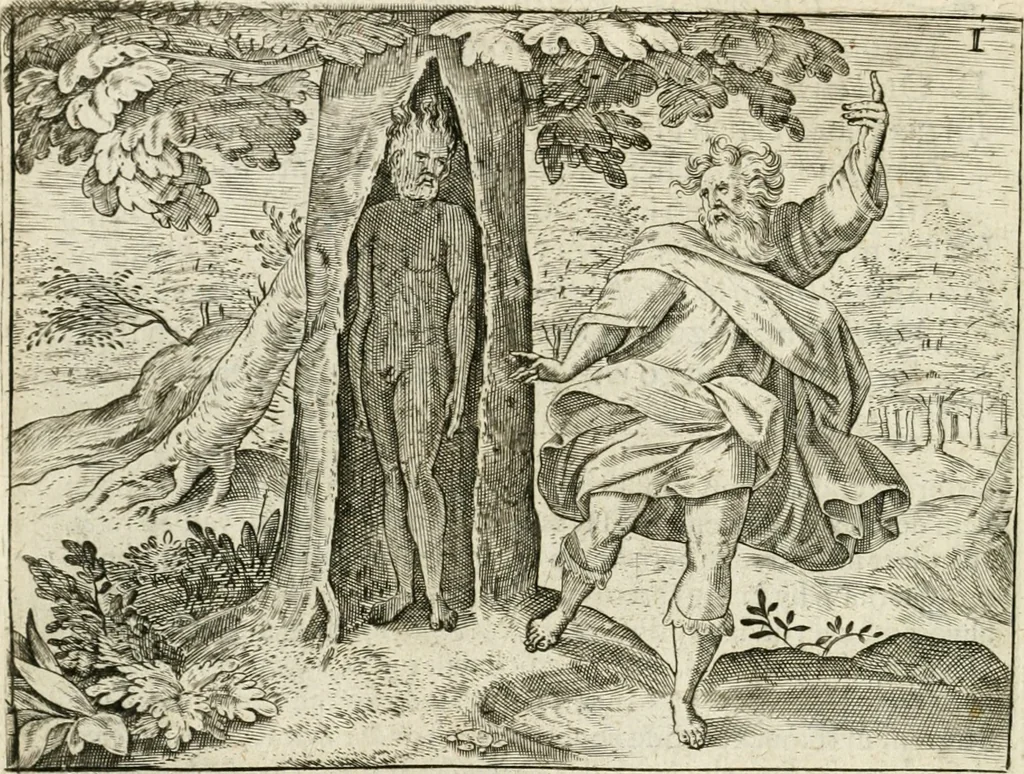 An illustration from De vernieuwde gulden winckel der kunstliebende Nederlanders : waer in den mensche door poëtische, historische en morale leeringen, vertoont wort, hoedanigh hy zijn leven, handel ende wandel, zedighlijck, eerbaerlijck en vermakelijck sal overbrengen : hier is by ghevoeght het tweede deel, waer in 't vvelvaren der vereenighde Nederlanden, en de droeve vvtvaert van Henricus de Grote, coningh van Vranckrijck en Navarre, &c. : nessens andere stichtelijcke dinghen, den konst-beminders worden voor oogen ghestelt, 1622, leaf 77