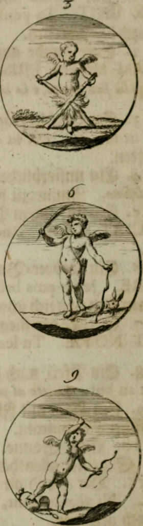 An illustration from Devises et emblemes anciennes & modernes, tirées des plus celebres auteurs, oder, Emblematische Gemüths-Vergnügung : bey Betrachtung siben hundert und funffzehen der curieusesten und ergötzlichen Sinn-Bildern, mit ihren zuständigen teutsch-lateinisch-französisch- und italianischen Beyschrifften, 1695, leaf 100