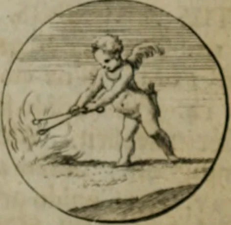 An illustration from Devises et emblemes anciennes & modernes, tirées des plus celebres auteurs, oder, Emblematische Gemüths-Vergnügung : bey Betrachtung siben hundert und funffzehen der curieusesten und ergötzlichen Sinn-Bildern, mit ihren zuständigen teutsch-lateinisch-französisch- und italianischen Beyschrifften, 1695, leaf 102