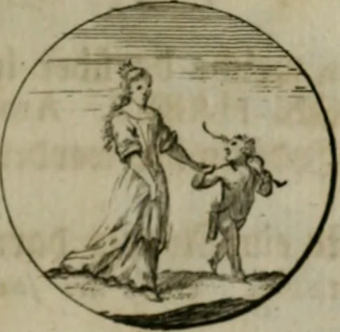 An illustration from Devises et emblemes anciennes & modernes, tirées des plus celebres auteurs, oder, Emblematische Gemüths-Vergnügung : bey Betrachtung siben hundert und funffzehen der curieusesten und ergötzlichen Sinn-Bildern, mit ihren zuständigen teutsch-lateinisch-französisch- und italianischen Beyschrifften, 1695, leaf 104