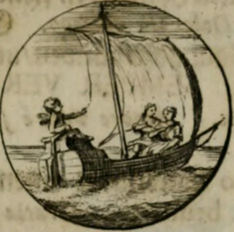 An illustration from Devises et emblemes anciennes & modernes, tirées des plus celebres auteurs, oder, Emblematische Gemüths-Vergnügung : bey Betrachtung siben hundert und funffzehen der curieusesten und ergötzlichen Sinn-Bildern, mit ihren zuständigen teutsch-lateinisch-französisch- und italianischen Beyschrifften, 1695, leaf 104