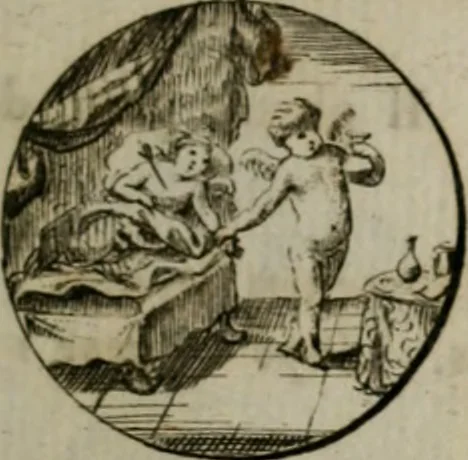 An illustration from Devises et emblemes anciennes & modernes, tirées des plus celebres auteurs, oder, Emblematische Gemüths-Vergnügung : bey Betrachtung siben hundert und funffzehen der curieusesten und ergötzlichen Sinn-Bildern, mit ihren zuständigen teutsch-lateinisch-französisch- und italianischen Beyschrifften, 1695, leaf 106