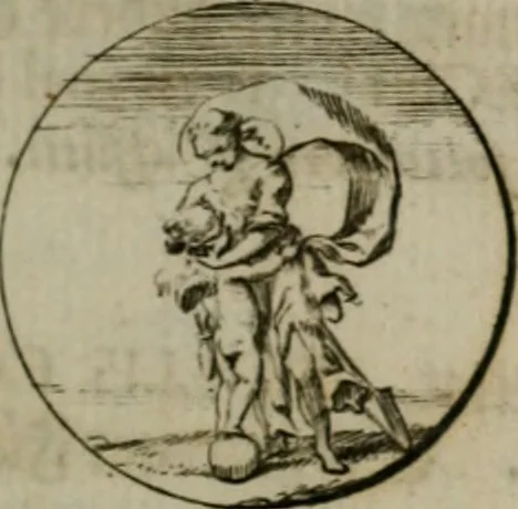 An illustration from Devises et emblemes anciennes & modernes, tirées des plus celebres auteurs, oder, Emblematische Gemüths-Vergnügung : bey Betrachtung siben hundert und funffzehen der curieusesten und ergötzlichen Sinn-Bildern, mit ihren zuständigen teutsch-lateinisch-französisch- und italianischen Beyschrifften, 1695, leaf 106