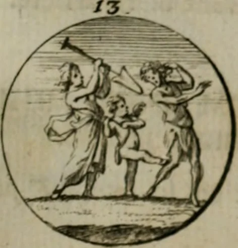 An illustration from Devises et emblemes anciennes & modernes, tirées des plus celebres auteurs, oder, Emblematische Gemüths-Vergnügung : bey Betrachtung siben hundert und funffzehen der curieusesten und ergötzlichen Sinn-Bildern, mit ihren zuständigen teutsch-lateinisch-französisch- und italianischen Beyschrifften, 1695, leaf 106