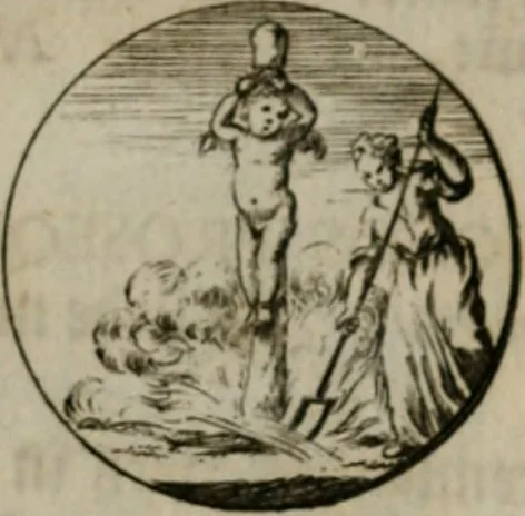 An illustration from Devises et emblemes anciennes & modernes, tirées des plus celebres auteurs, oder, Emblematische Gemüths-Vergnügung : bey Betrachtung siben hundert und funffzehen der curieusesten und ergötzlichen Sinn-Bildern, mit ihren zuständigen teutsch-lateinisch-französisch- und italianischen Beyschrifften, 1695, leaf 106