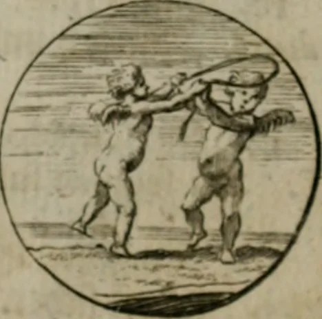 An illustration from Devises et emblemes anciennes & modernes, tirées des plus celebres auteurs, oder, Emblematische Gemüths-Vergnügung : bey Betrachtung siben hundert und funffzehen der curieusesten und ergötzlichen Sinn-Bildern, mit ihren zuständigen teutsch-lateinisch-französisch- und italianischen Beyschrifften, 1695, leaf 106