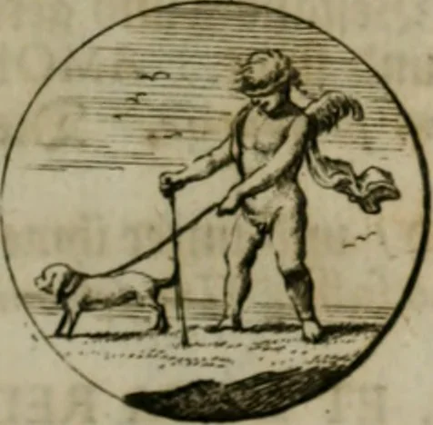 An illustration from Devises et emblemes anciennes & modernes, tirées des plus celebres auteurs, oder, Emblematische Gemüths-Vergnügung : bey Betrachtung siben hundert und funffzehen der curieusesten und ergötzlichen Sinn-Bildern, mit ihren zuständigen teutsch-lateinisch-französisch- und italianischen Beyschrifften, 1695, leaf 108