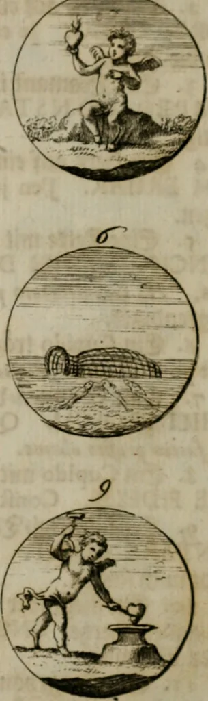 An illustration from Devises et emblemes anciennes & modernes, tirées des plus celebres auteurs, oder, Emblematische Gemüths-Vergnügung : bey Betrachtung siben hundert und funffzehen der curieusesten und ergötzlichen Sinn-Bildern, mit ihren zuständigen teutsch-lateinisch-französisch- und italianischen Beyschrifften, 1695, leaf 108