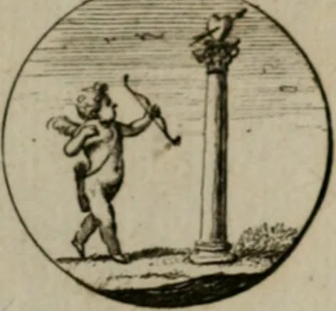 An illustration from Devises et emblemes anciennes & modernes, tirées des plus celebres auteurs, oder, Emblematische Gemüths-Vergnügung : bey Betrachtung siben hundert und funffzehen der curieusesten und ergötzlichen Sinn-Bildern, mit ihren zuständigen teutsch-lateinisch-französisch- und italianischen Beyschrifften, 1695, leaf 110
