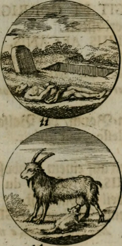 An illustration from Devises et emblemes anciennes & modernes, tirées des plus celebres auteurs, oder, Emblematische Gemüths-Vergnügung : bey Betrachtung siben hundert und funffzehen der curieusesten und ergötzlichen Sinn-Bildern, mit ihren zuständigen teutsch-lateinisch-französisch- und italianischen Beyschrifften, 1695, leaf 14