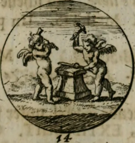 An illustration from Devises et emblemes anciennes & modernes, tirées des plus celebres auteurs, oder, Emblematische Gemüths-Vergnügung : bey Betrachtung siben hundert und funffzehen der curieusesten und ergötzlichen Sinn-Bildern, mit ihren zuständigen teutsch-lateinisch-französisch- und italianischen Beyschrifften, 1695, leaf 16